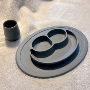 Ez Pz Gray Open Cup and Plate